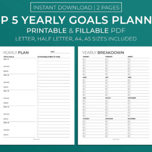 yearly goal planner